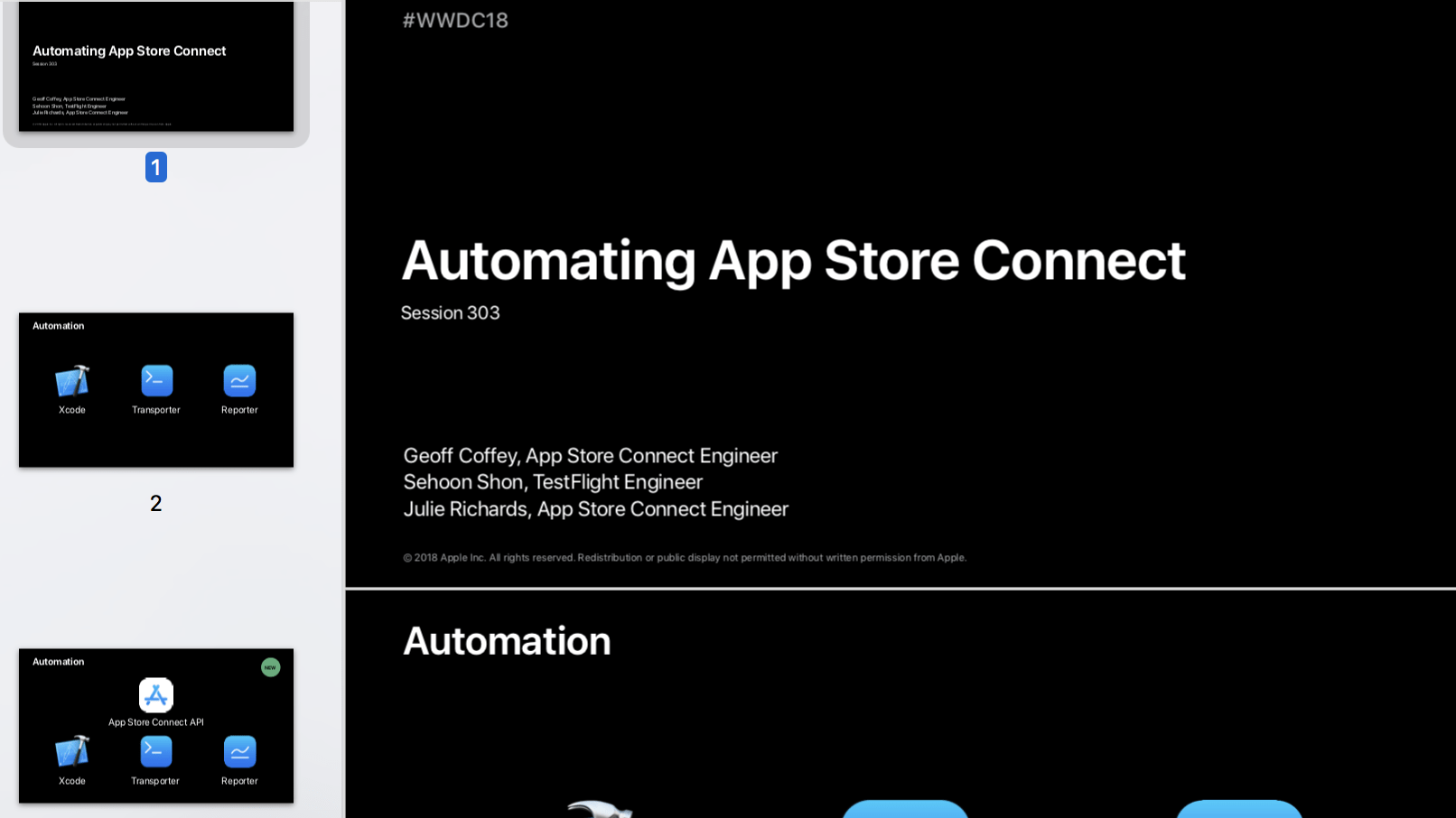 App Store Connect Automation Session 303 WWDC 18